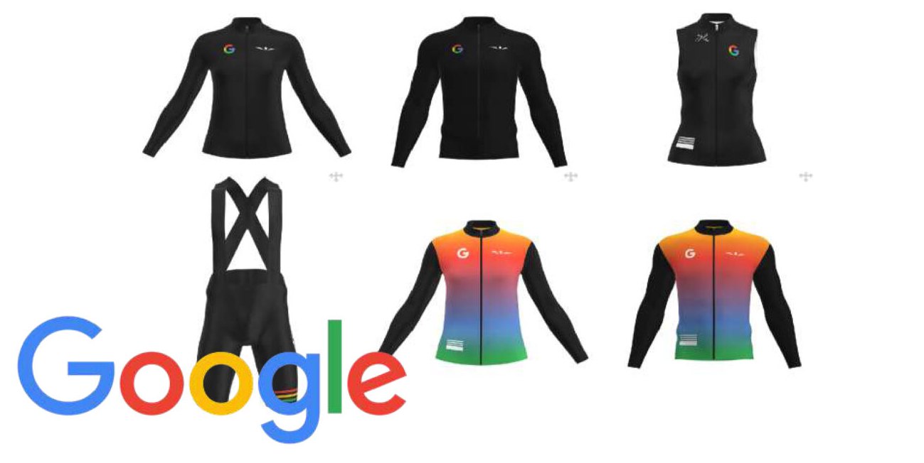 Google · An eleven-piece cycling collection, bib to neck tube