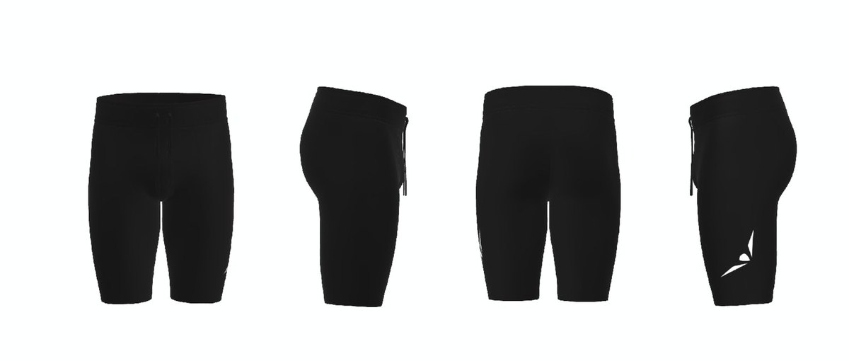 1/2 Tight Shorts technical drawing, Men, four views