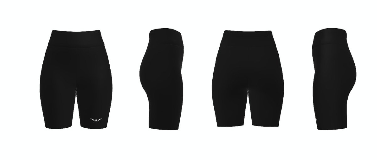 1/2 Tight Shorts technical drawing, Women, four views