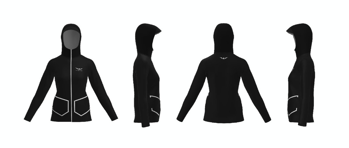Hooded technical drawing, Women, four views