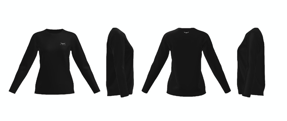 Super Light LS Tee technical drawing, Women, four views
