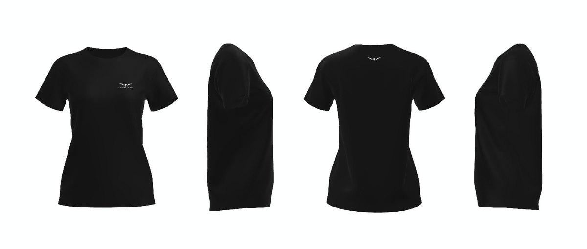 Super Light Tee technical drawing, Women, four views